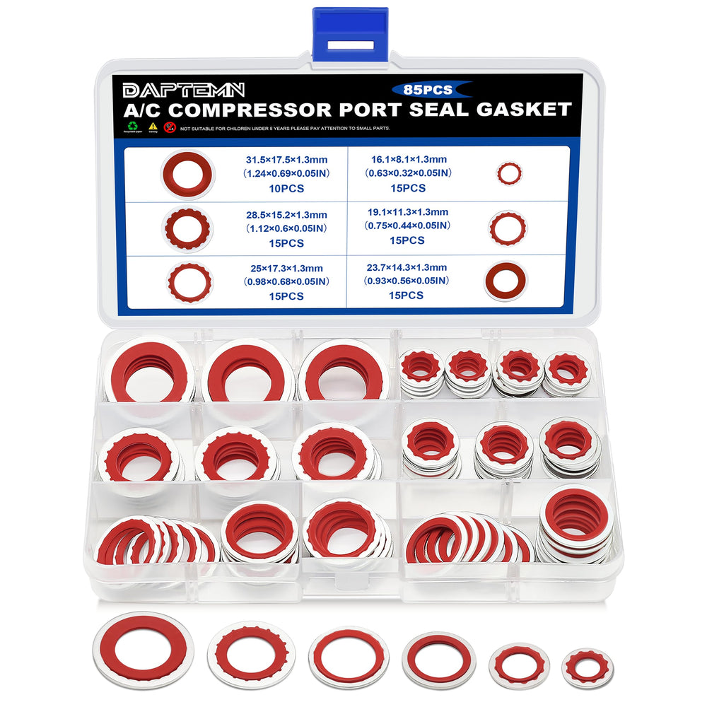Daptemn 85-piece A/C O-ring kit packaging for quick gasket repairs.