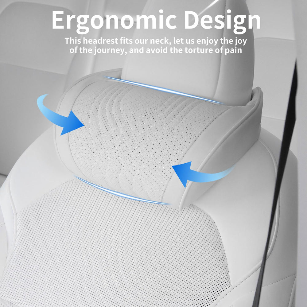 Dapucarin leather cover on a headrest for premium finish