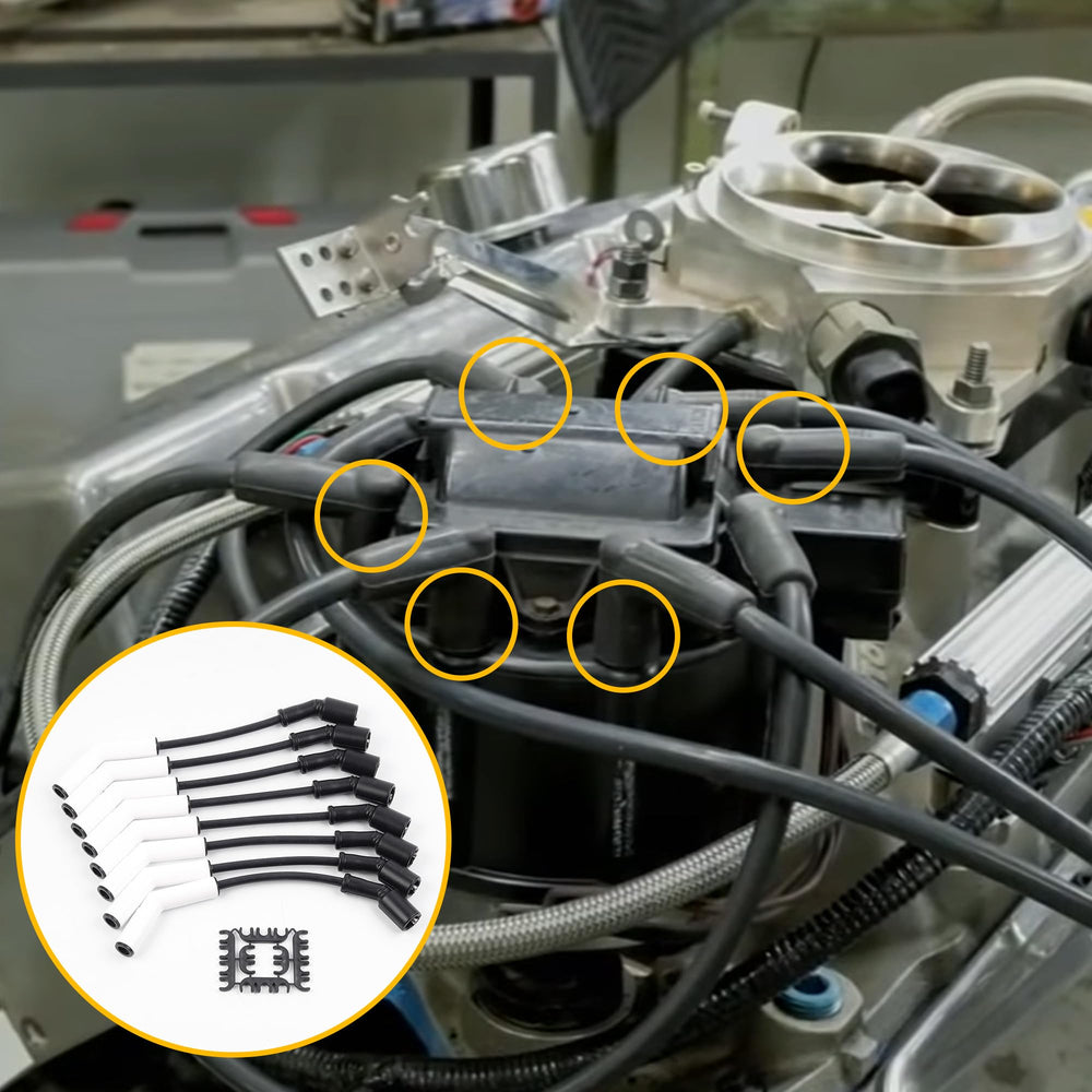 Dasbecan spark plug wire package image highlights included 1 set and warranty.