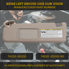 Dasbecan beige left driver side sun visor side angle demonstrates seamless integration