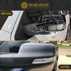 Blind spot mirror on Dasbecan right mirror aids lane awareness