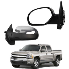 Dasbecan driver side mirror with chrome cover on Chevy Silverado showing style and fit
