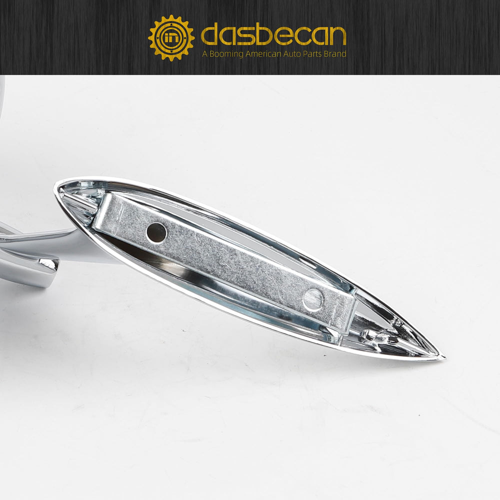 Dasbecan exterior mirror chrome surface reflects light for a striking vintage look.