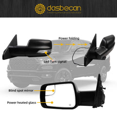 Dasbecan Ram 1500 left mirror with heated glass improves visibility in cold weather.