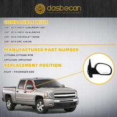 Power glass adjustment on Dasbecan passenger side mirror inside cabin