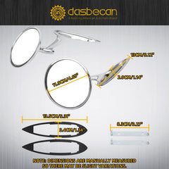 Dasbecan ribbed-base exterior mirror in chrome finish for durable shine and easy mounting.