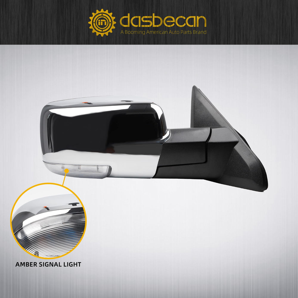 Dasbecan mirror with turn signal and puddle light for night signaling