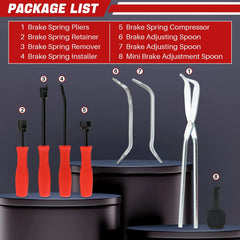 DASBET brake spring pliers shown for safe, precise spring handling.