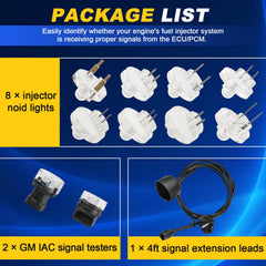 DASBET IAC testers with flat 4-pin connectors verify idle control signals.
