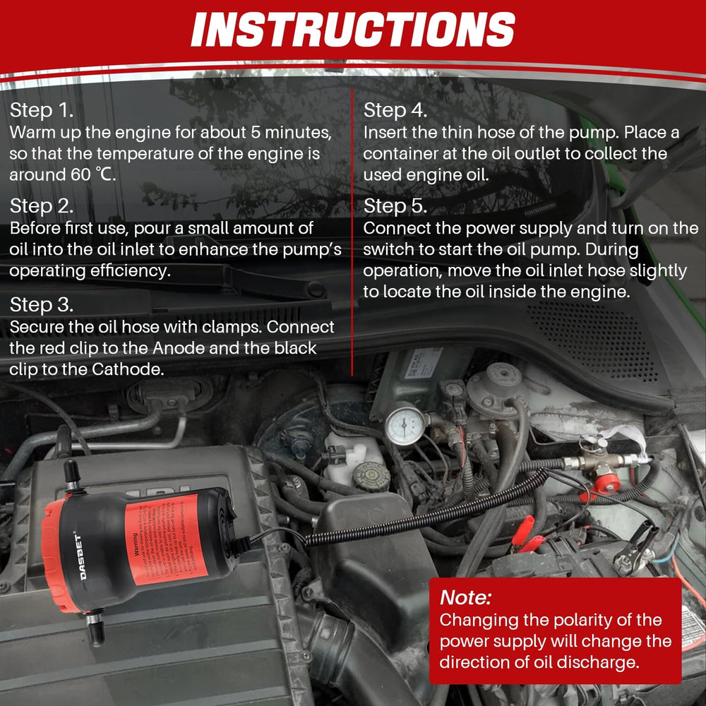 Dasbet included hoses and clamps simplify oil changes