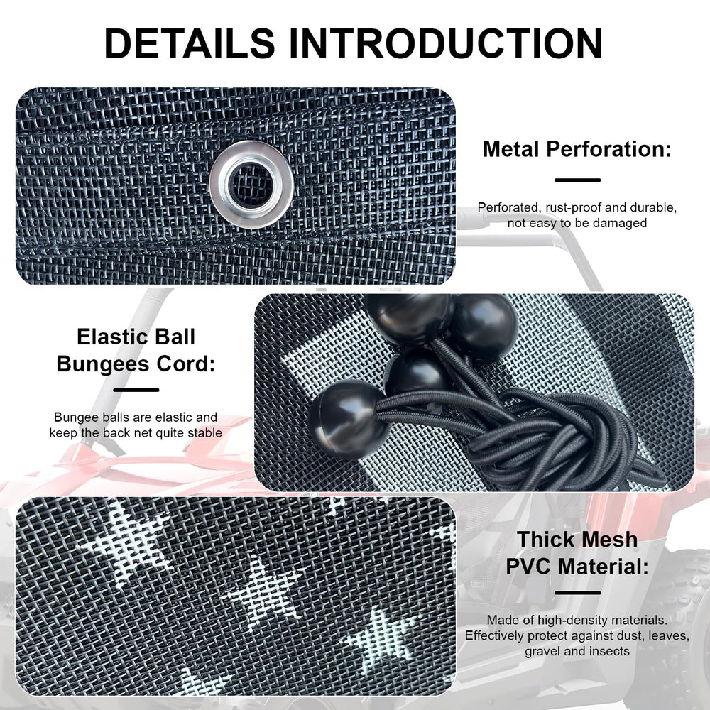 Dawnjaccee durable PVC material rear window net resists UV and wear on Polaris RZR