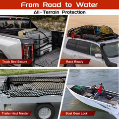 Dayacoco cargo net with no-tools self-tightening for easy setup