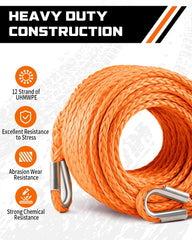 DAYDOOR Winch Rope Extension 50ft UHMWPE core close-up, highlighting high strength.