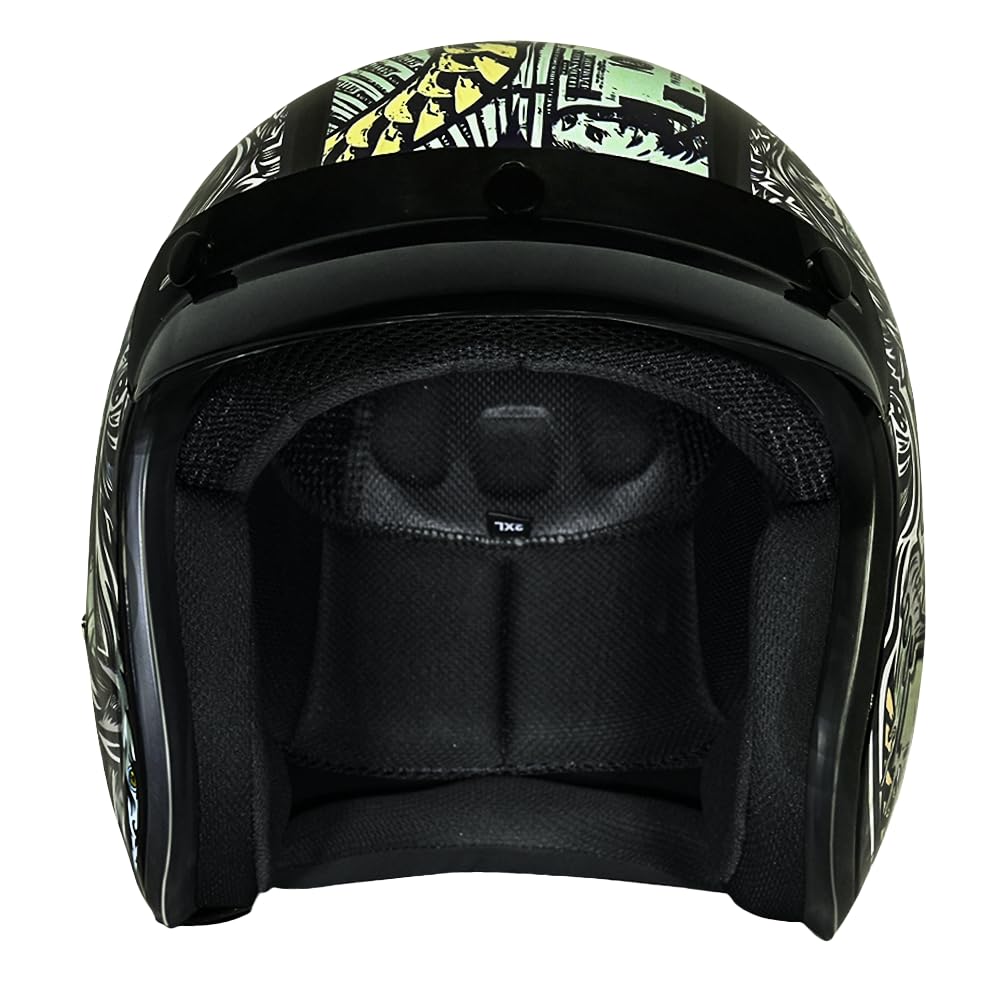 Daytona Helmets 3/4 open-face front view showing vintage style and secure fit.