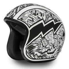 Daytona Helmets lightweight-durable construction highlight on open-face shell