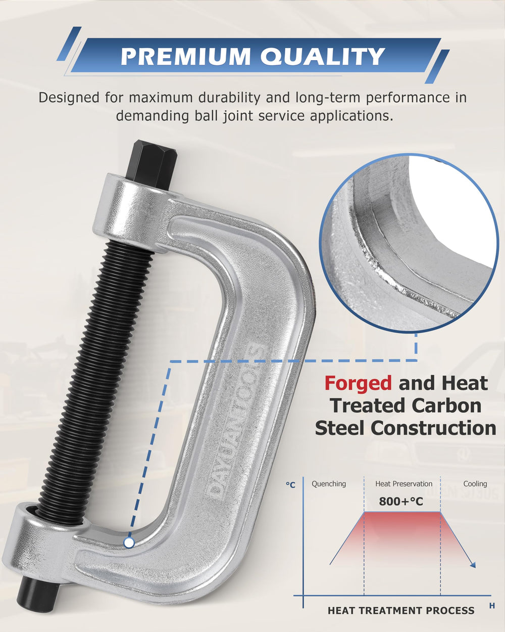 DAYUAN C-frame press assembly enables controlled, even force during removal