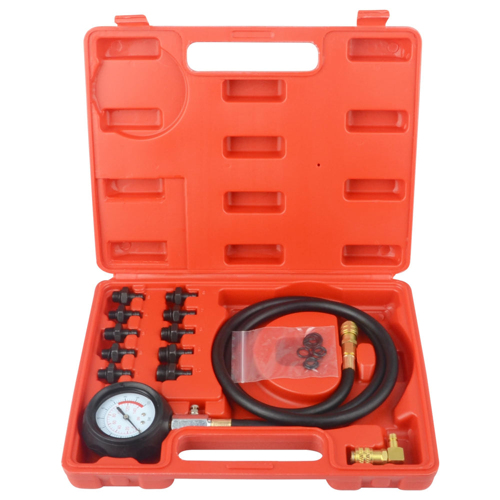 Dayuan Engine Oil Pressure Tester Set hose and gauge for accessible testing.