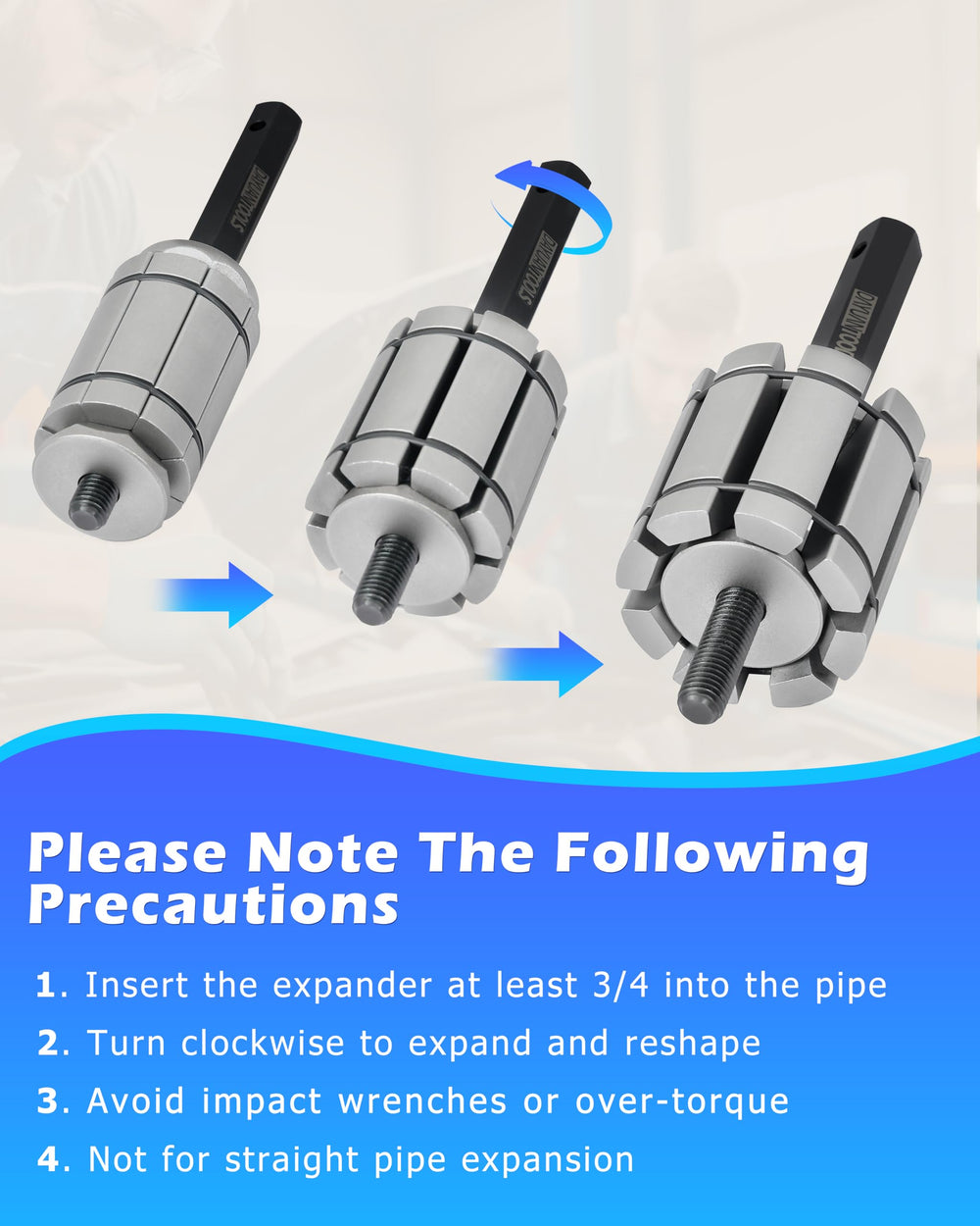 DAYUAN hex-drive handle offers steady clockwise control during expansion.