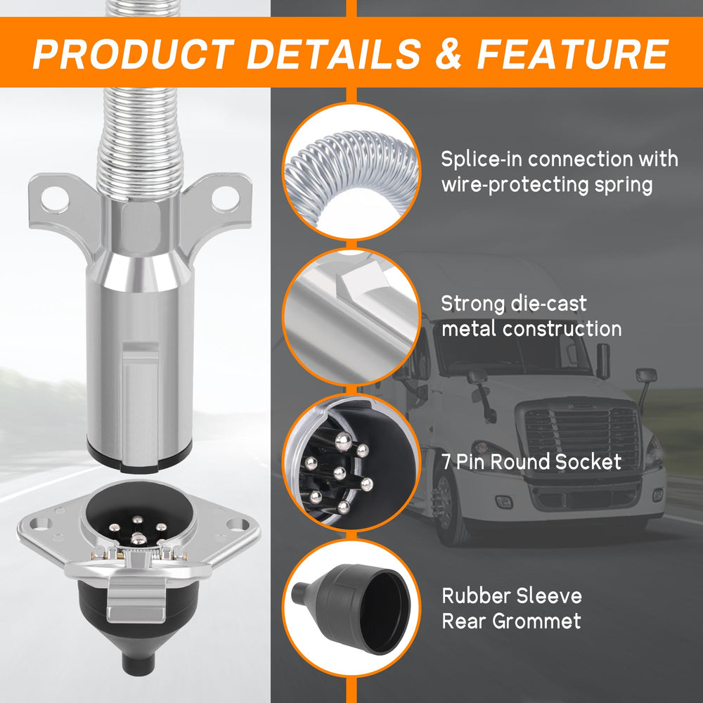 Dazakoot 7-pin trailer socket with rugged die-cast body for long-lasting use.