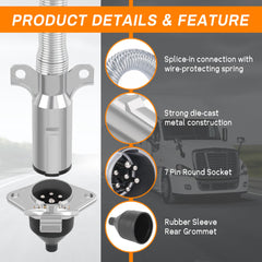 Dazakoot 7-pin trailer socket with rugged die-cast body for long-lasting use.