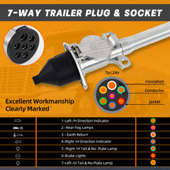 Dazakoot heavy-duty 7-pin trailer wiring for long-lasting performance on demanding hauls