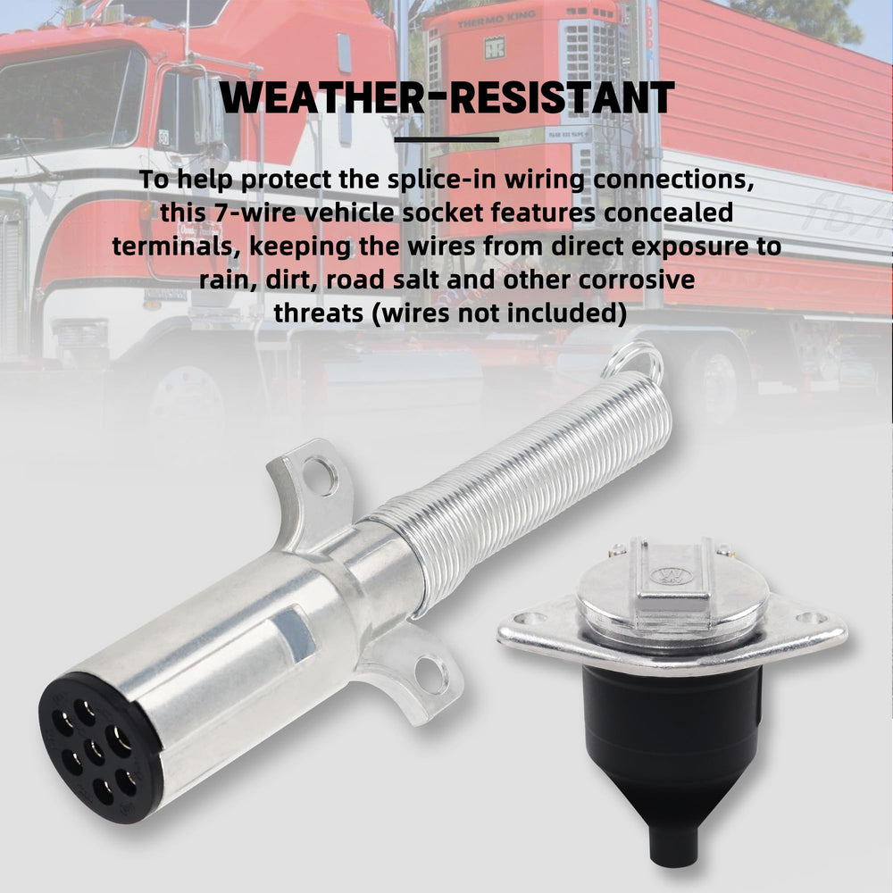 Dazakoot replacement 7-pin round socket compatible with common trailer systems