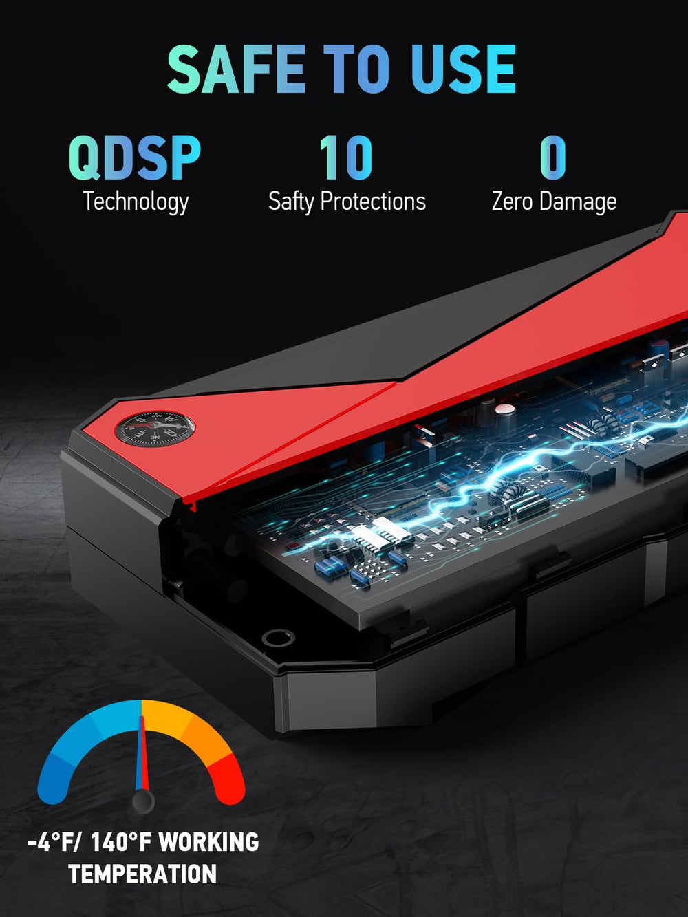 DBPOWER Peak 3000A in use powering a vehicle during a cold start