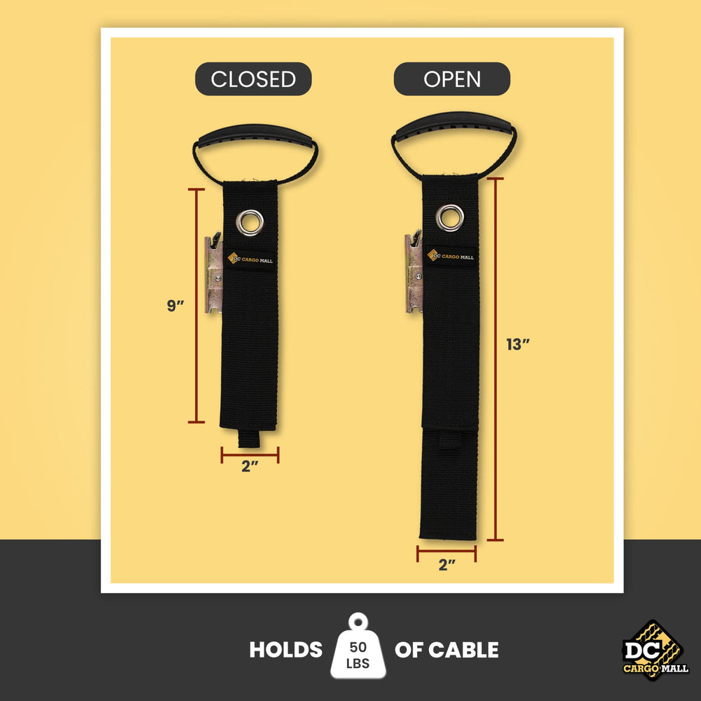 DC Cargo Mall durable polyester webbing for long-lasting cord management.