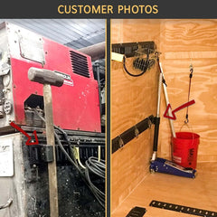 DC Cargo Mall E-Track holders secure rakes and shovels without clutter