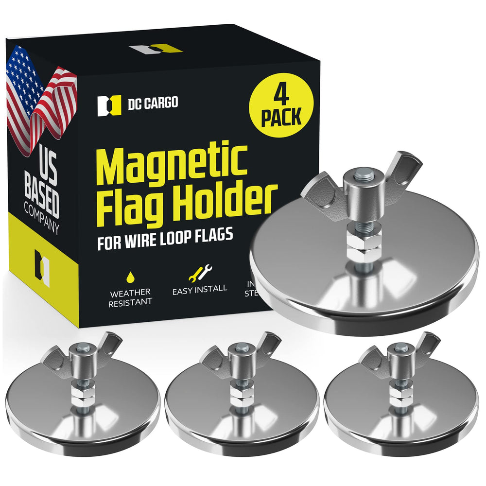 DC Cargo Mall flag magnet attaches to a truck for quick, secure flag placement.