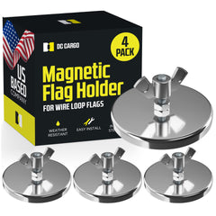 DC Cargo Mall flag magnet attaches to a truck for quick, secure flag placement.