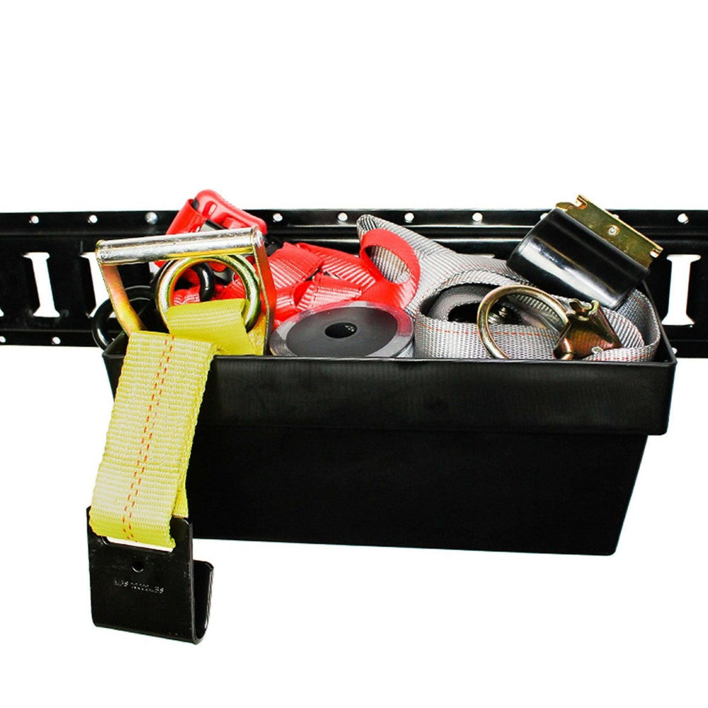 E-Track installation in a trailer with bin secured during transit