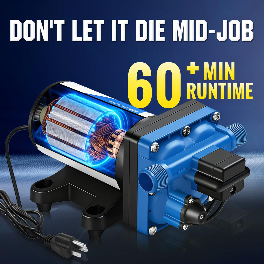 DC HOUSE 110V pump power plug for simple plug-and-play setup.