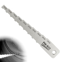 DCOMA brake pad meter with 32nds scale for quick, precise wear checks.