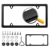 DCRCFIBER real carbon fiber license plate frame front view; premium styling and durable construction.
