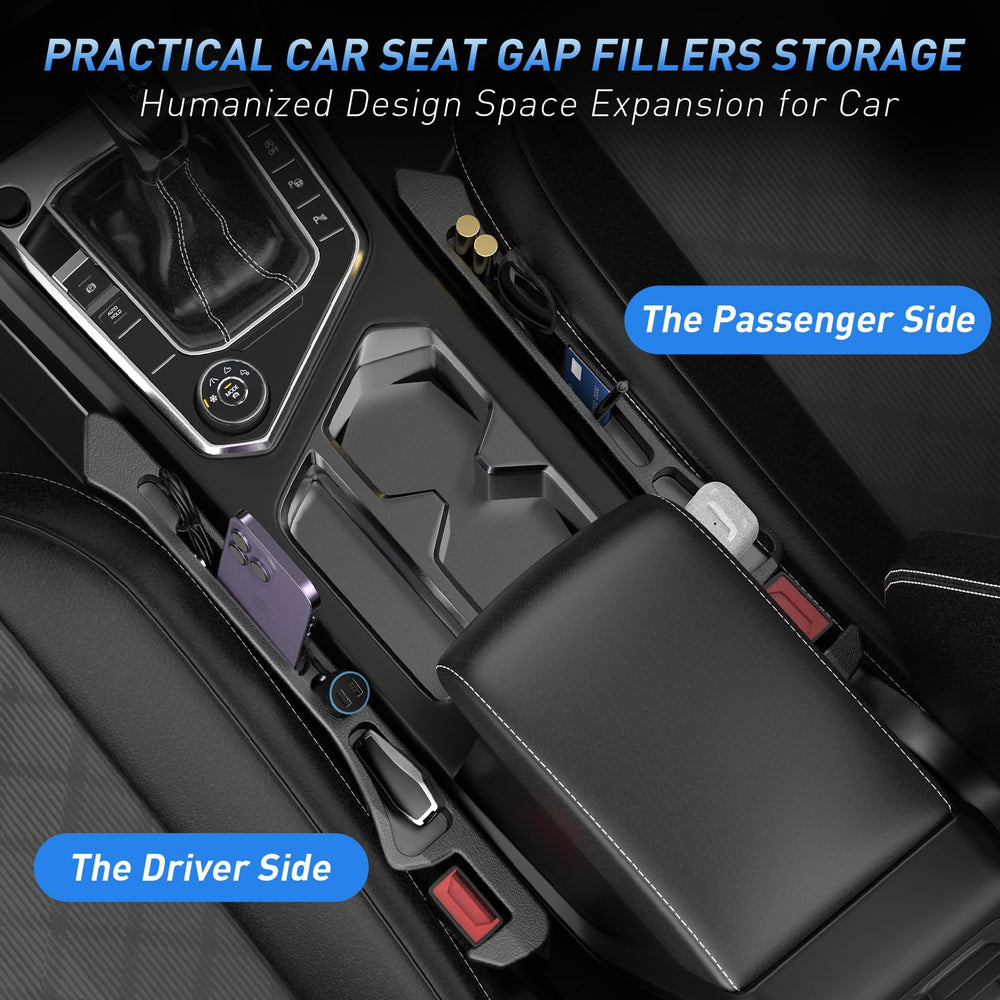 DDTPDE gap filler on the driver side adds convenient storage between seats.