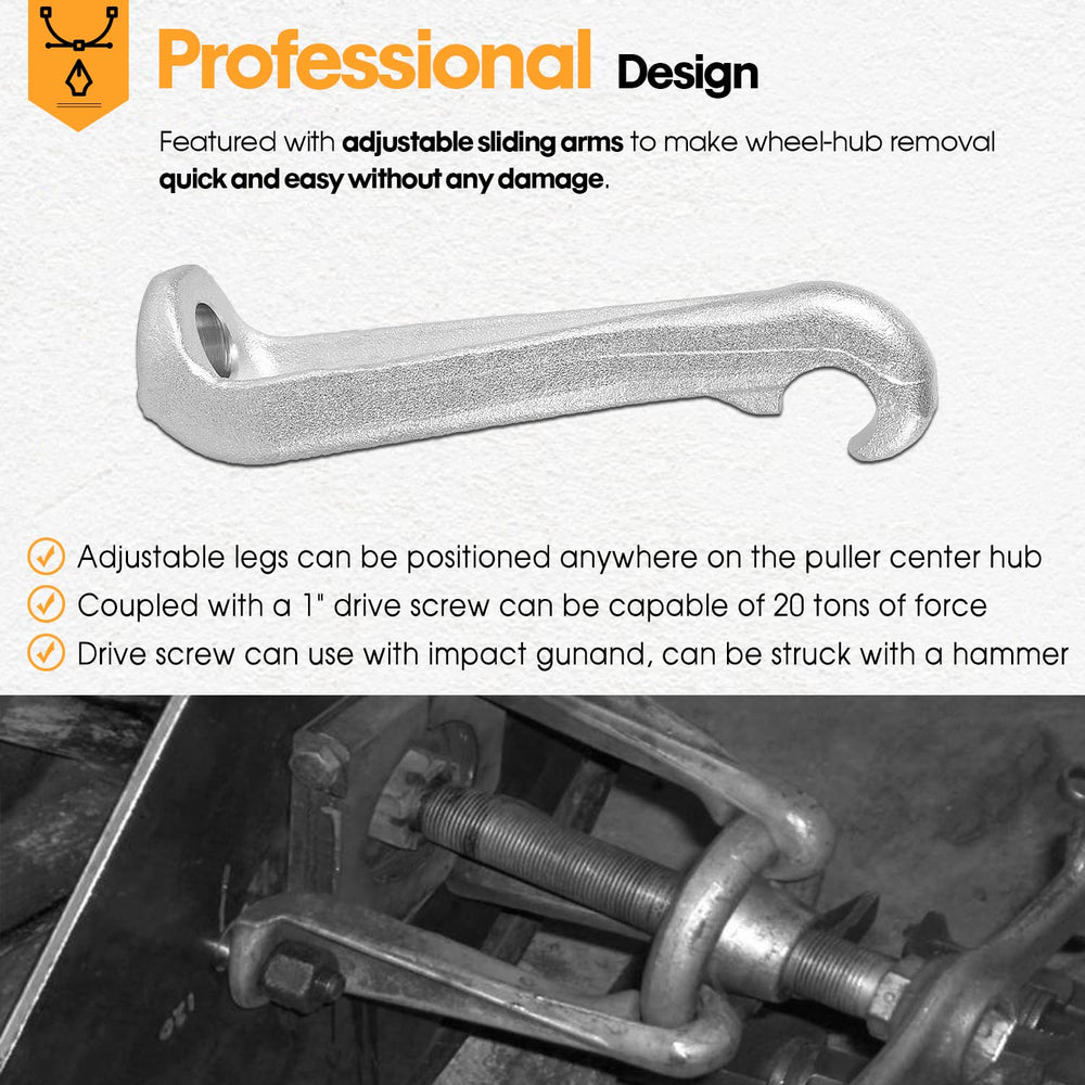 DearChan hub puller extends to a 7-1/2 inch diameter for versatile fit.