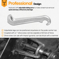 DearChan hub puller extends to a 7-1/2 inch diameter for versatile fit.