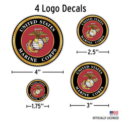 DECALCOMANIA LIFESTYLE DECALS USMC gold chrome logo medium on window, adds visibility