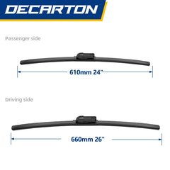 DECARTON Verano 24-inch passenger blade maintains visibility in rain.