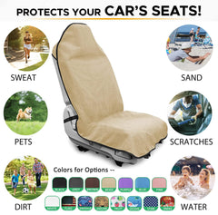 DECKALY off-white seat cover blends with car interiors for a subtle look