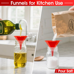 DEDC 5in funnel, red, high-capacity pour for larger oil transfers.