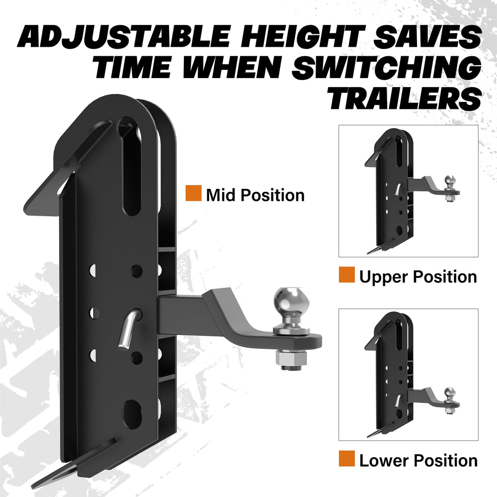 DEEAGLE skid hitch attachment side profile highlighting universal plate compatibility