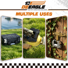 Heavy-duty silver finish on DEEAGLE trailer lock for rugged use