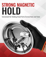 DeepRedCoast square magnetic tray stabilizes hardware on a tool chest.