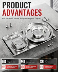 DeepRedCoast stainless steel trays resist corrosion for garage and workshop use.