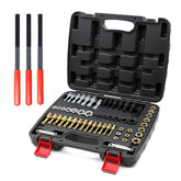 Defabee 61-piece thread repair kit with taps and dies in a compact case.