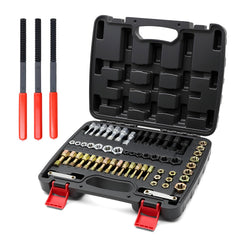 Defabee 61-piece thread repair kit with taps and dies in a compact case.