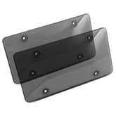 DEFEK 2-pack universal license plate frame front view with arc edges and rust protection.