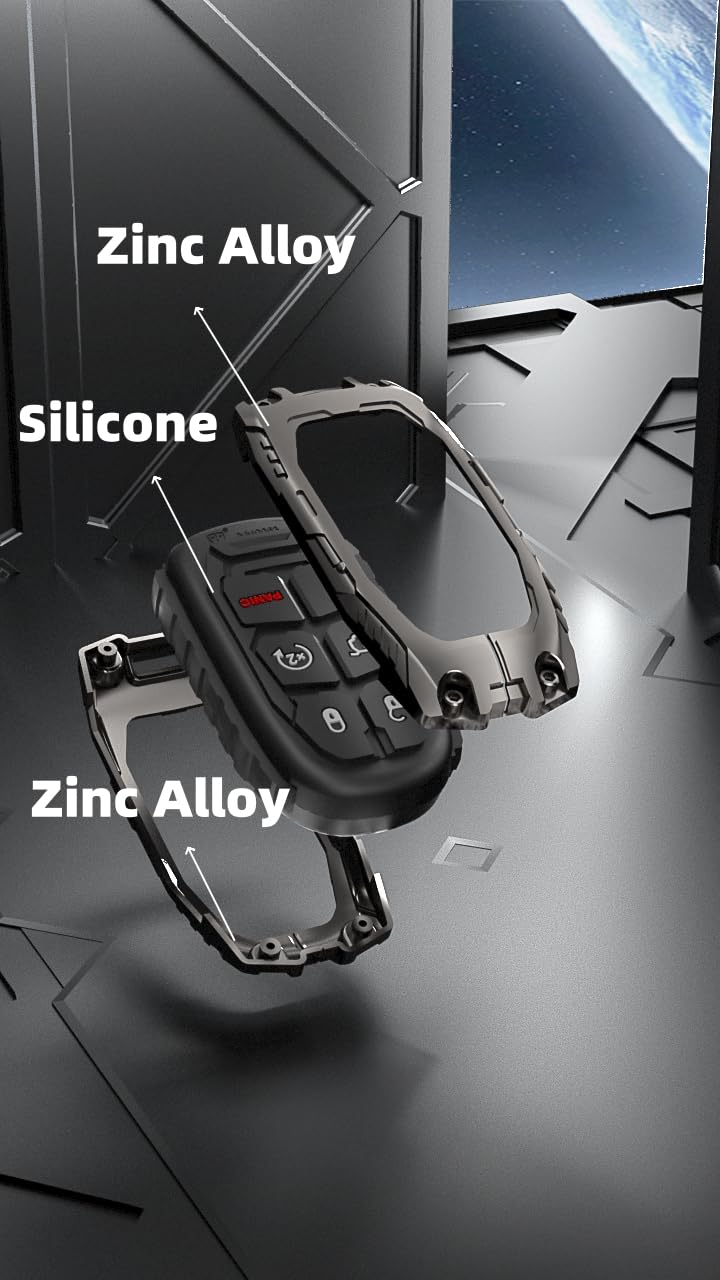 DEGEMEEN Heavy Zinc Key Fob Cover compatible-models shows broad fob compatibility.